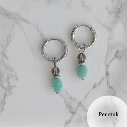 Mix & Match bedel met Amazoniet en Rookkwarts zilverkleurig