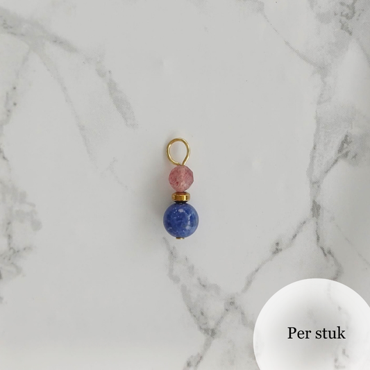 Mix & match bedel met sodaliet en aardbeienkwarts goudkleurig
