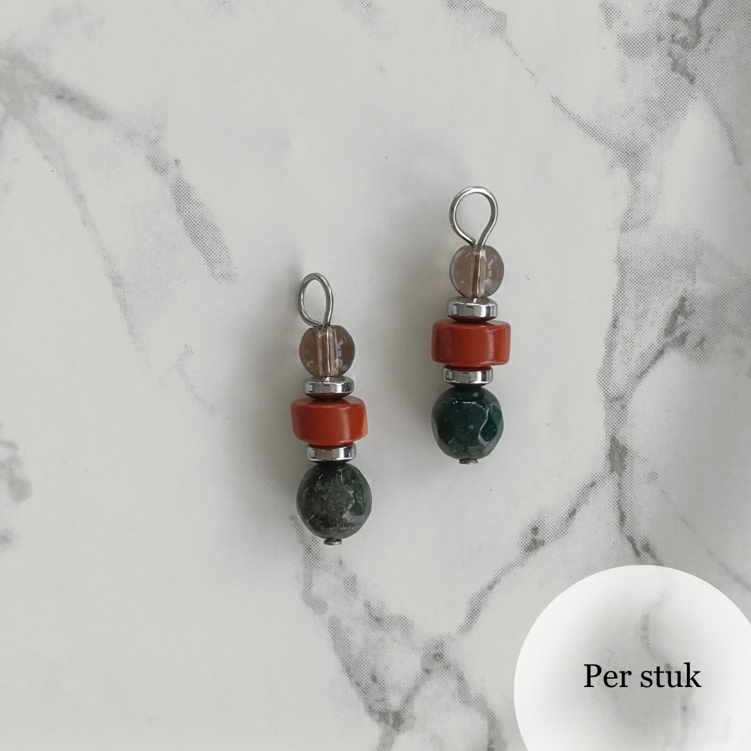 Mix & match bedel met chalcedoon, graniet en rookkwarts zilverkleurig