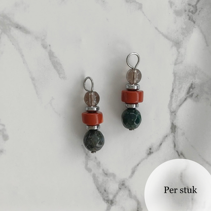 Mix & match bedel met chalcedoon, graniet en rookkwarts zilverkleurig