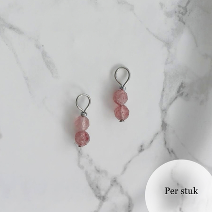 Mix & match bedel met facetgeslepen aardbeienkwarts zilverkleurig