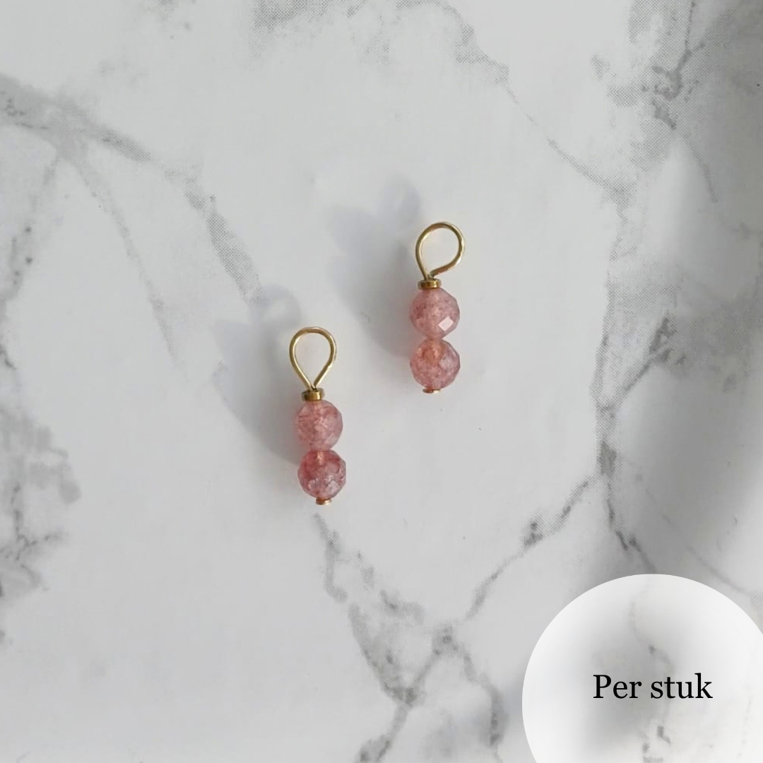 Mix & match bedel met facetgeslepen aardbeienkwarts goudkleurig