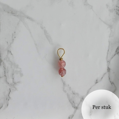 Mix & match bedel met facetgeslepen aardbeienkwarts goudkleurig