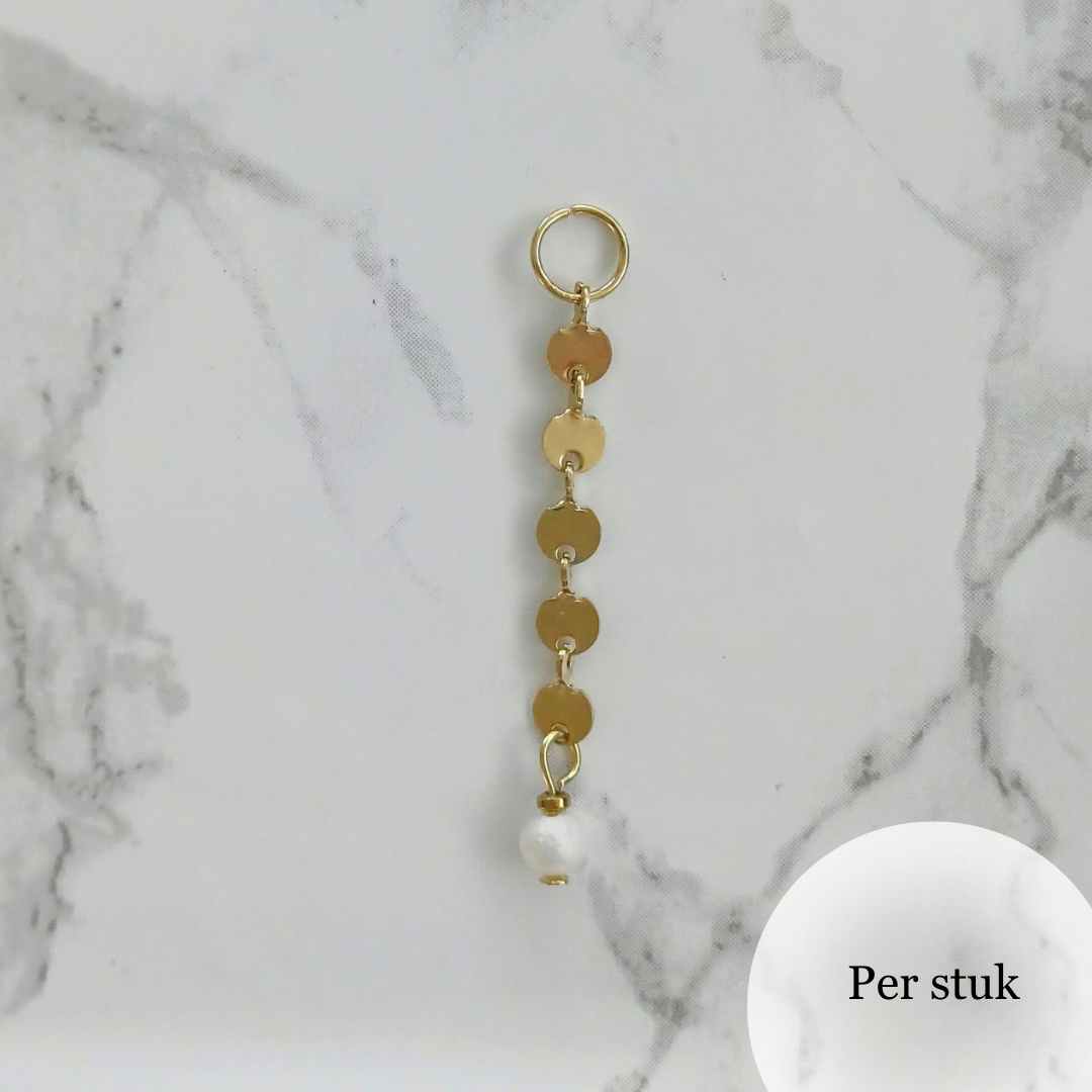 Mix & match RVS bedel met witte zoetwaterparel