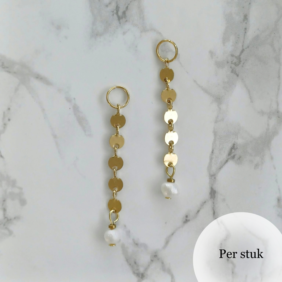 Mix & match RVS bedel met witte zoetwaterparel