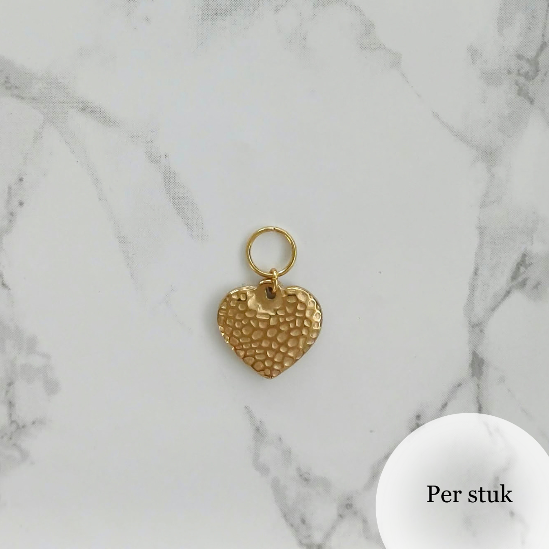 Mix & match bedel hartje – goudkleurig & bewerkt design