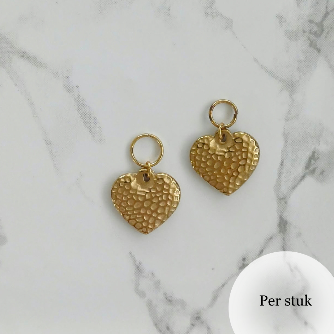 Mix & match bedel hartje – goudkleurig & bewerkt design