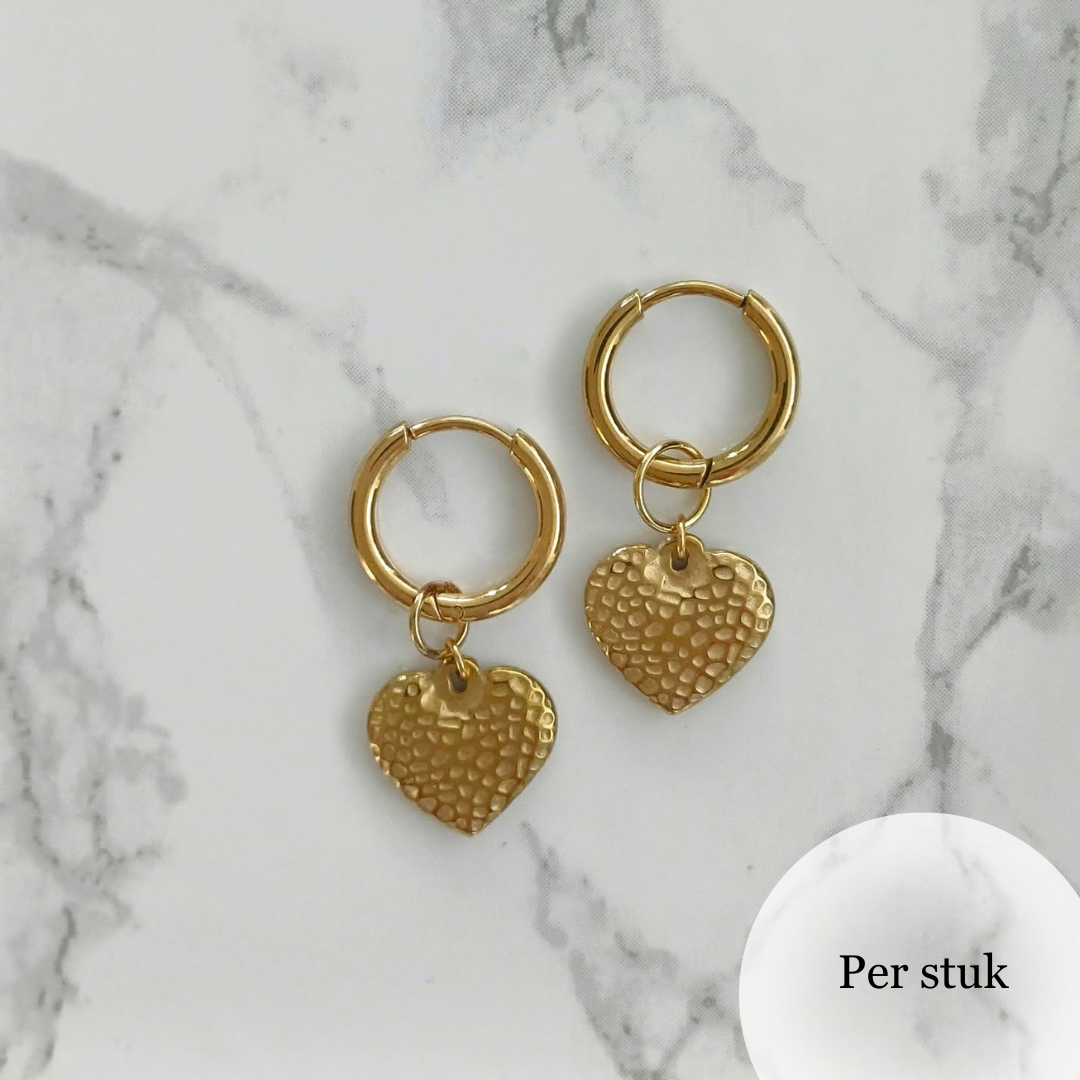 Mix & match bedel hartje – goudkleurig & bewerkt design
