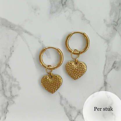 Mix & match bedel hartje – goudkleurig & bewerkt design