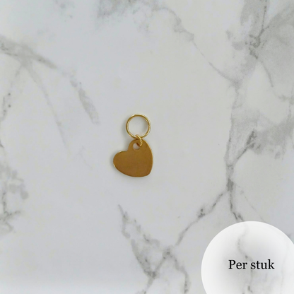 Mix & match goudkleurige RVS hart bedel