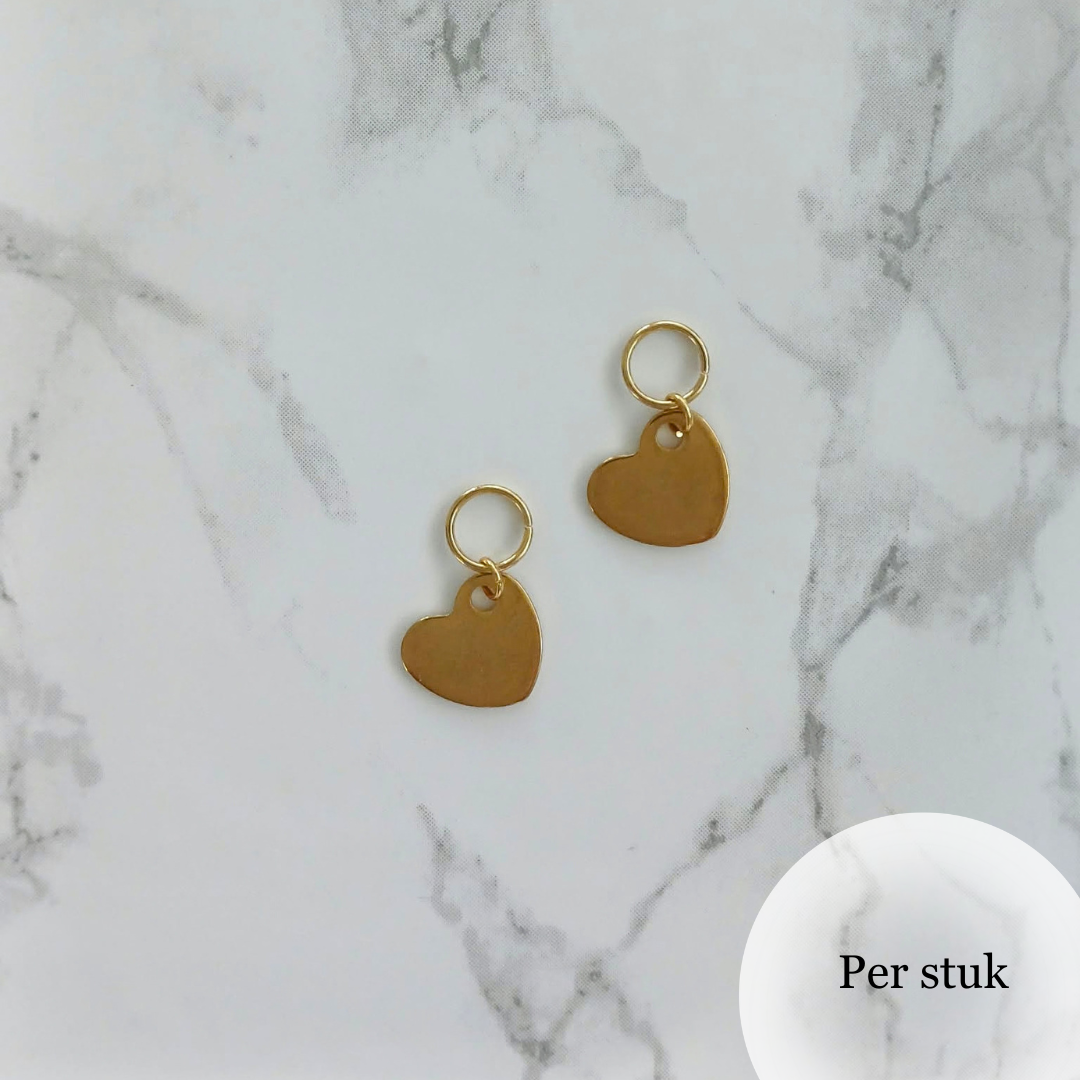 Mix & match goudkleurige RVS hart bedel
