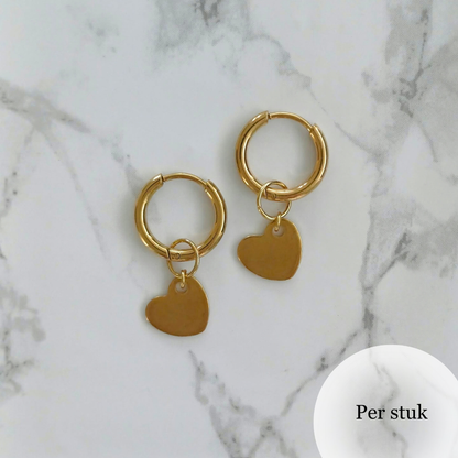 Mix & match goudkleurige RVS hart bedel