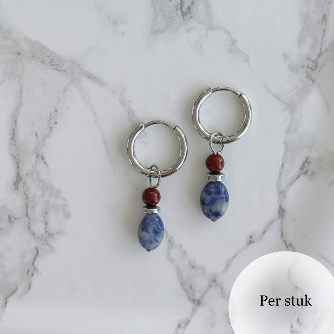 Mix & match bedels met sodaliet en mahony jaspis zilverkleurig