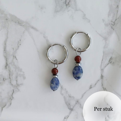 Mix & match bedels met sodaliet en mahony jaspis zilverkleurig