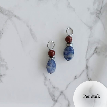Mix & match bedels met sodaliet en mahony jaspis zilverkleurig