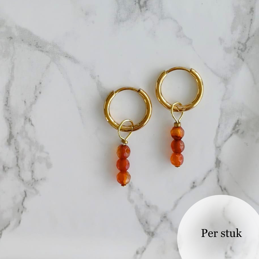 Mix & match bedels met bruinrode Agaat goudkleurig