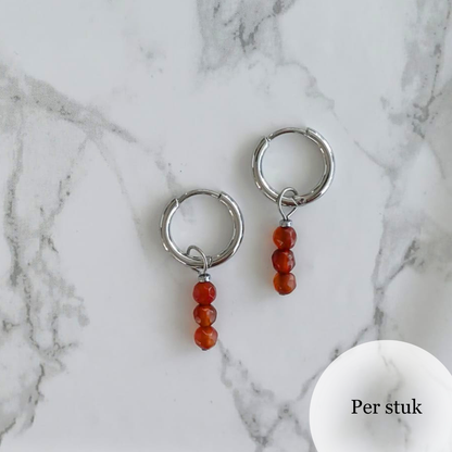 Mix & match bedels met bruinrode Agaat zilverkleurig