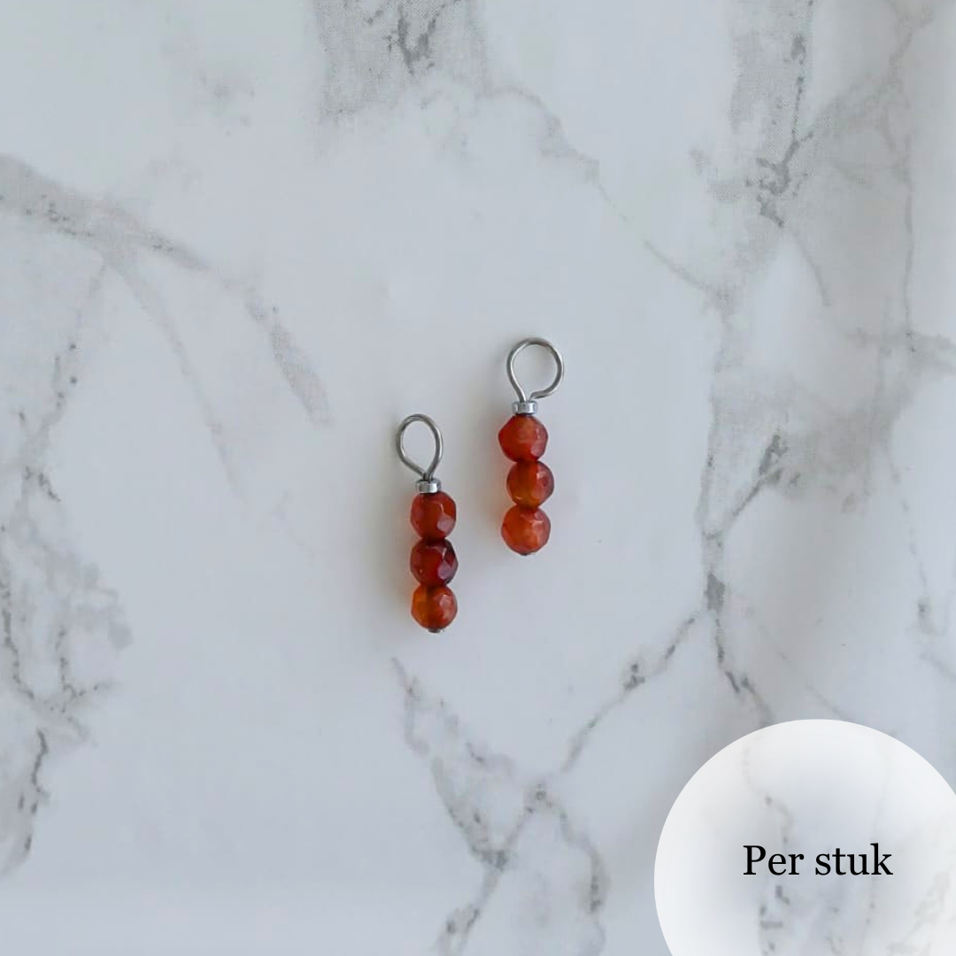 Mix & match bedels met bruinrode Agaat zilverkleurig