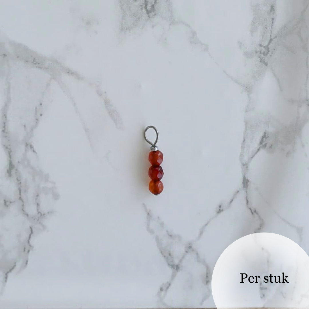 Mix & match bedels met bruinrode Agaat zilverkleurig