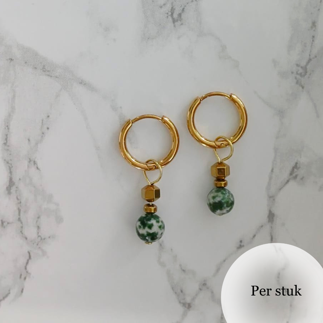 Mix & match bedels met mos Agaat en Hematiet goudkleurig