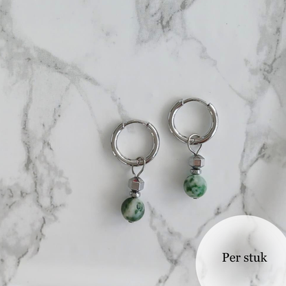 Mix & match bedels met mos Agaat en Hematiet zilverkleurig
