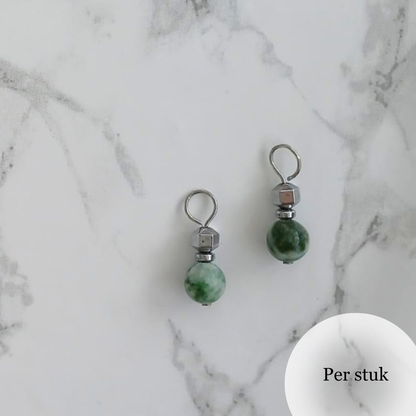 Mix & match bedels met mos Agaat en Hematiet zilverkleurig