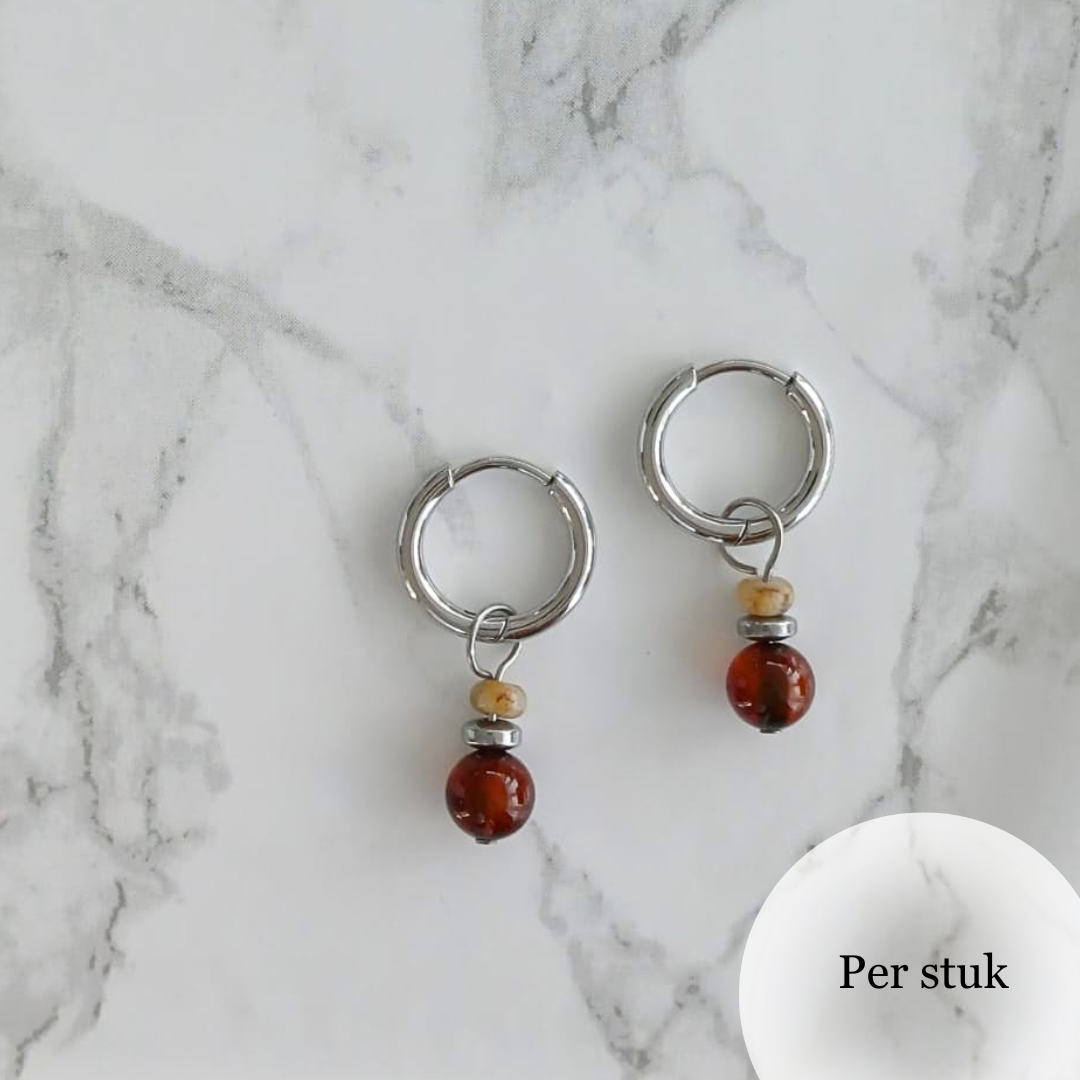 Mix & match bedels met Agaat en Veldspar zilverkleurig