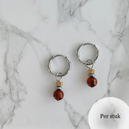 Mix & match bedels met Agaat en Veldspar zilverkleurig