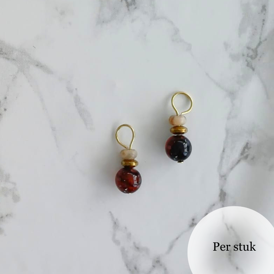 Mix & match bedels met Agaat en Veldspar goudkleurig