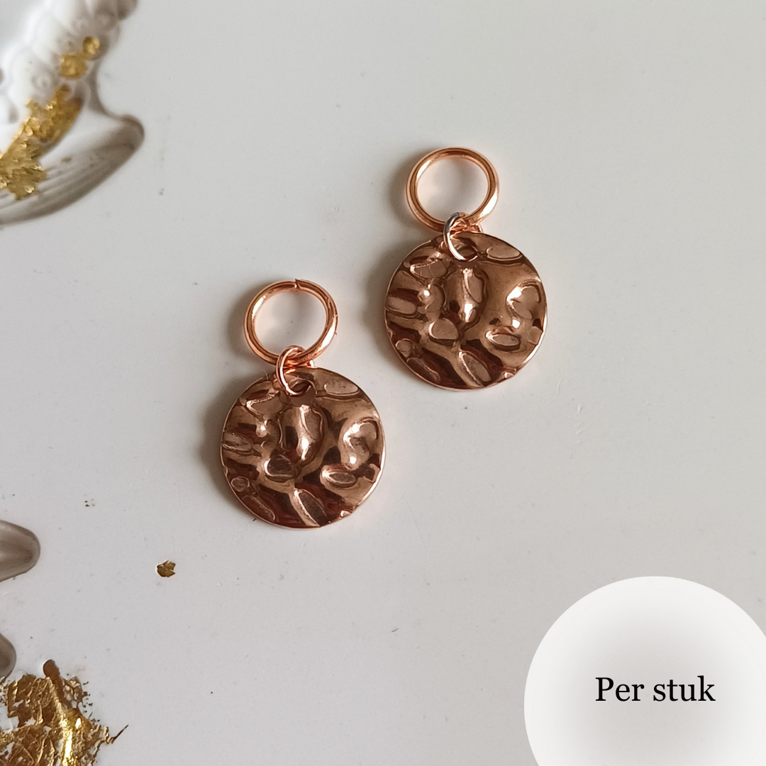 Mix & match rosé gouden oorbel bedels met structuur