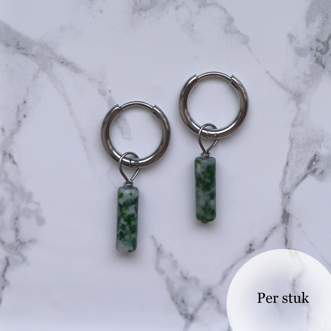 Mix & Match tube bedel van mosagaat groen/wit zilverkleurig