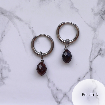 Mix & Match Granaat bedel facetgeslepen zilverkleur