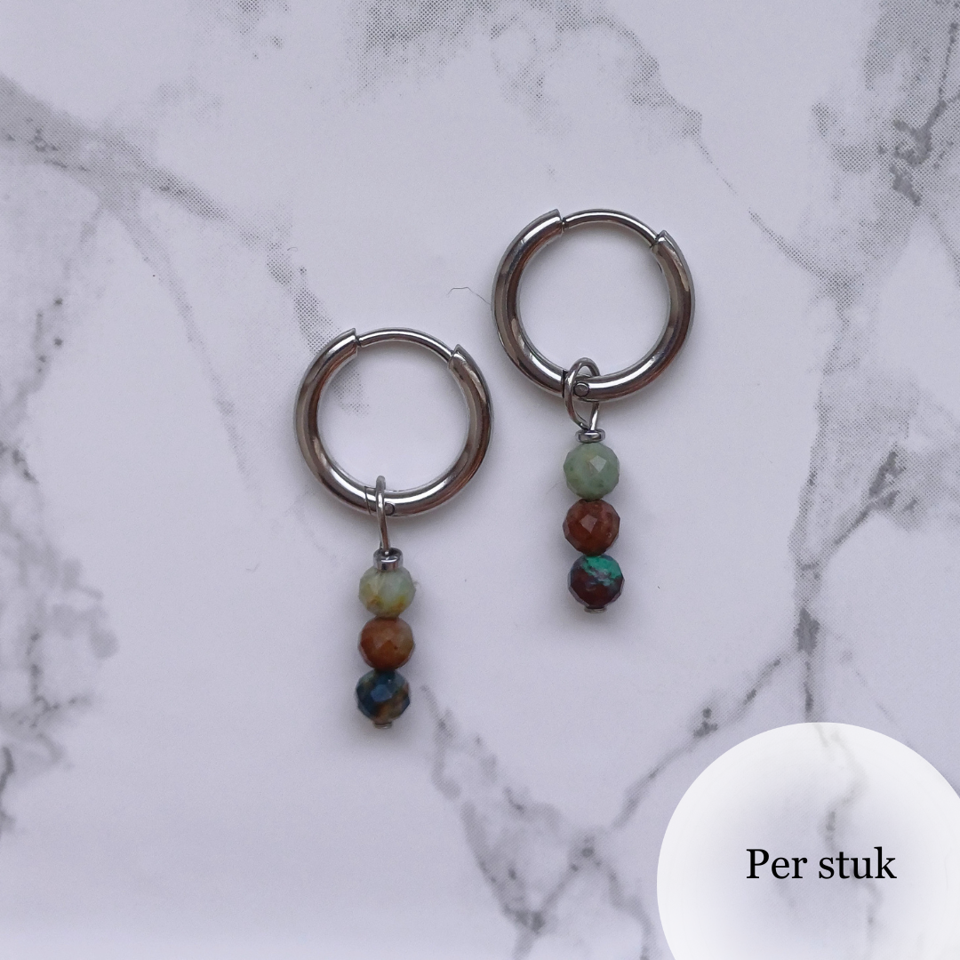 Mix & Match bedel met facetgeslepen chrysocolla natuursteen zilverkleur