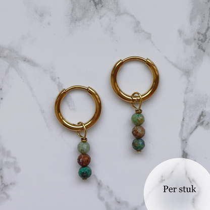 Mix & Match bedel met facetgeslepen chrysocolla natuursteen goudkleur