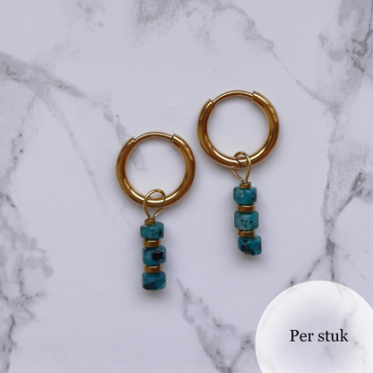 Mix & Match bedel met blauwgroene natuursteen disc kralen goudkleur
