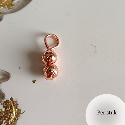 Mix & match rosé gouden oorbel bedels met hematiet kralen