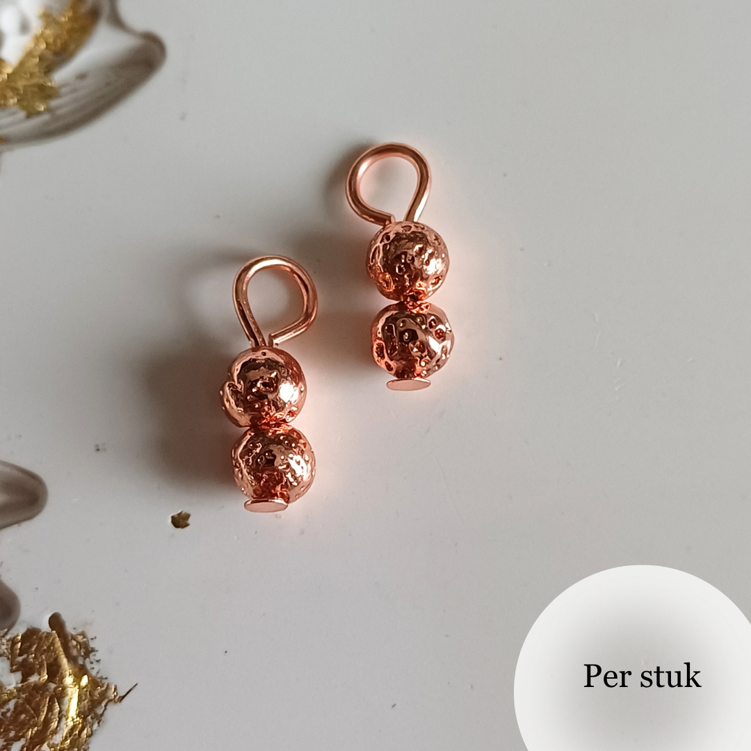 Mix & match rosé gouden oorbel bedels met hematiet kralen