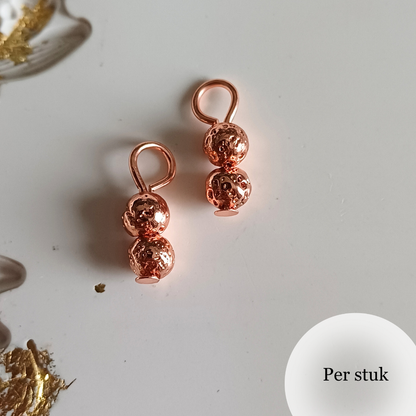 Mix & match rosé gouden oorbel bedels met hematiet kralen