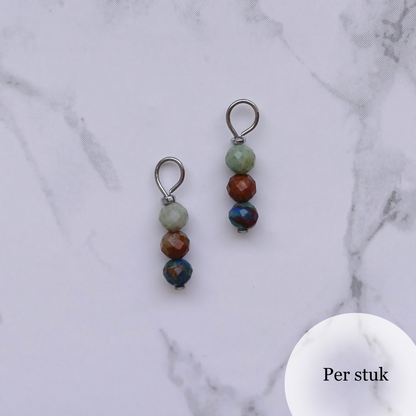 Mix & Match bedel met facetgeslepen chrysocolla natuursteen zilverkleur