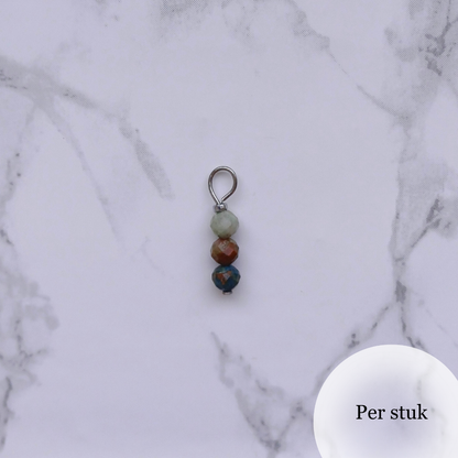 Mix & Match bedel met facetgeslepen chrysocolla natuursteen zilverkleur