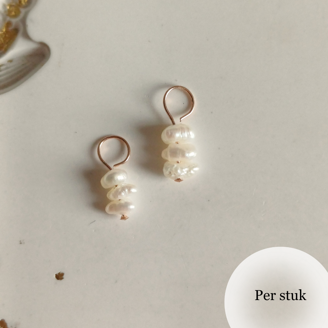 Mix & match bedels met kleine zoetwaterparels rosé goudkleur - tijdloos en elegant