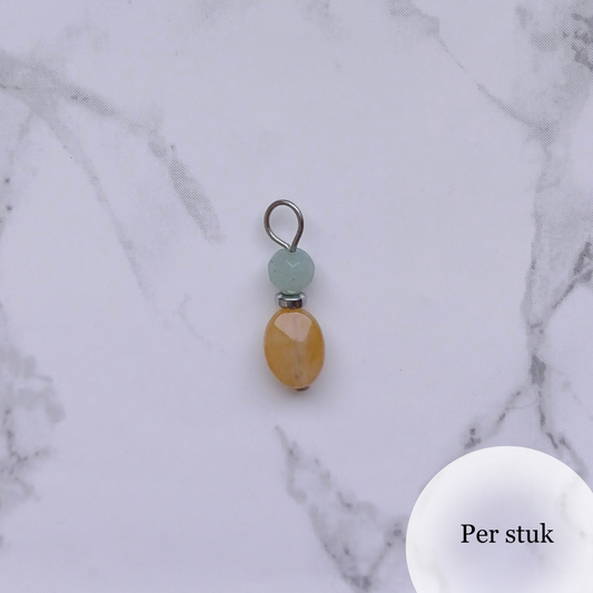 Mix & Match bedel met gele kwarts en blauwe chalcedoon zilverkleur