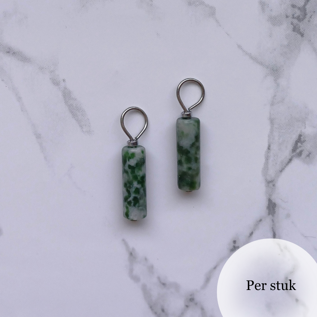 Mix & Match tube bedel van mosagaat groen/wit zilverkleurig