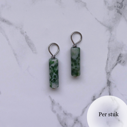Mix & Match tube bedel van mosagaat groen/wit zilverkleurig