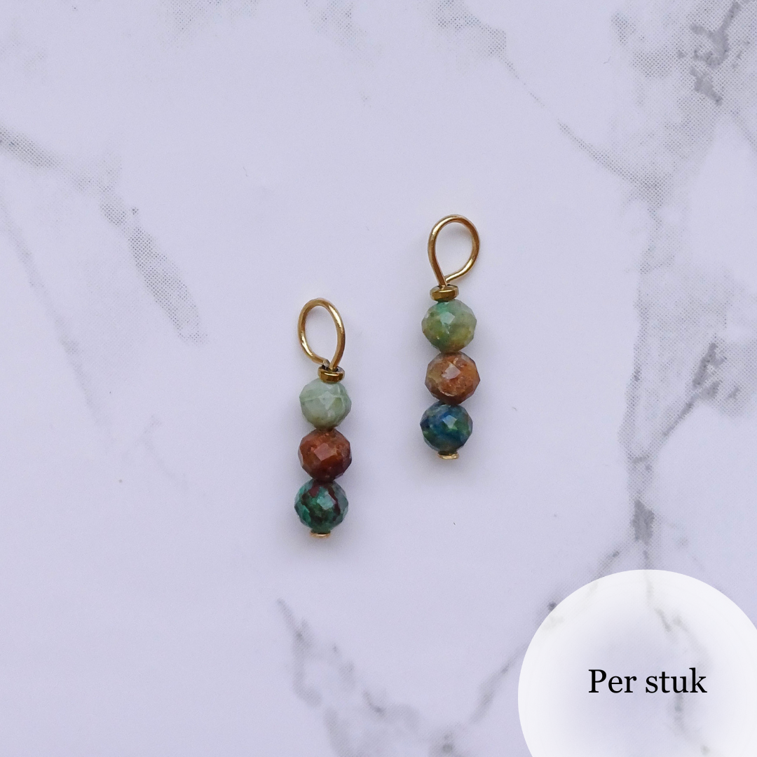 Mix & Match bedel met facetgeslepen chrysocolla natuursteen goudkleur