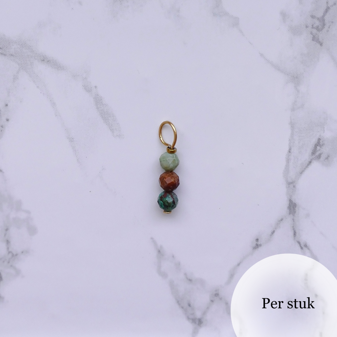 Mix & Match bedel met facetgeslepen chrysocolla natuursteen goudkleur