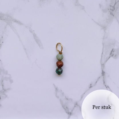 Mix & Match bedel met facetgeslepen chrysocolla natuursteen goudkleur