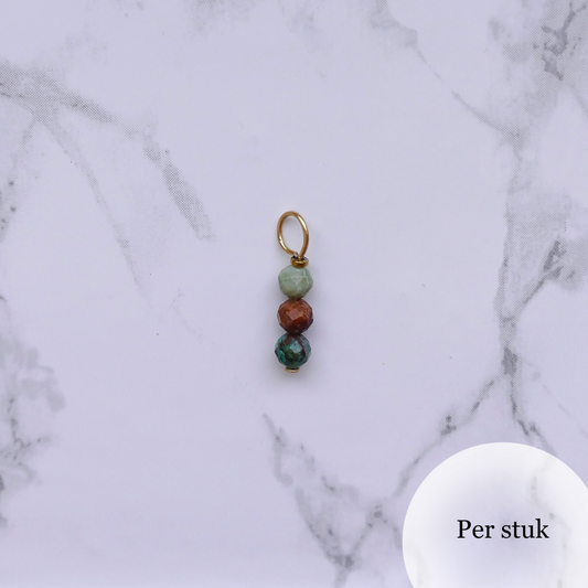 Mix & Match bedel met facetgeslepen chrysocolla natuursteen goudkleur