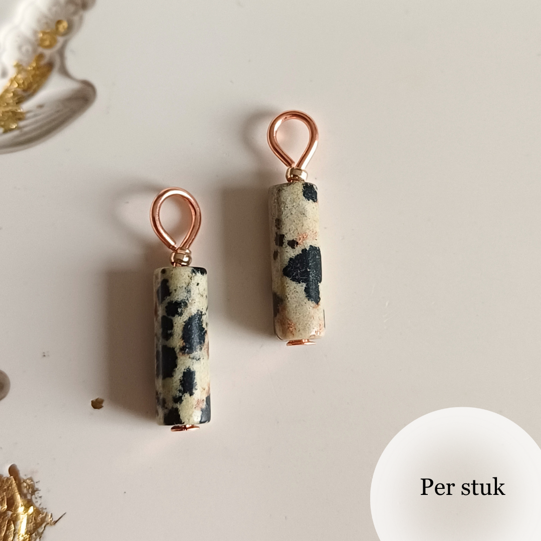 Mix & match bedels met staafvormige Dalmatiër Jaspis rosé goudkleur