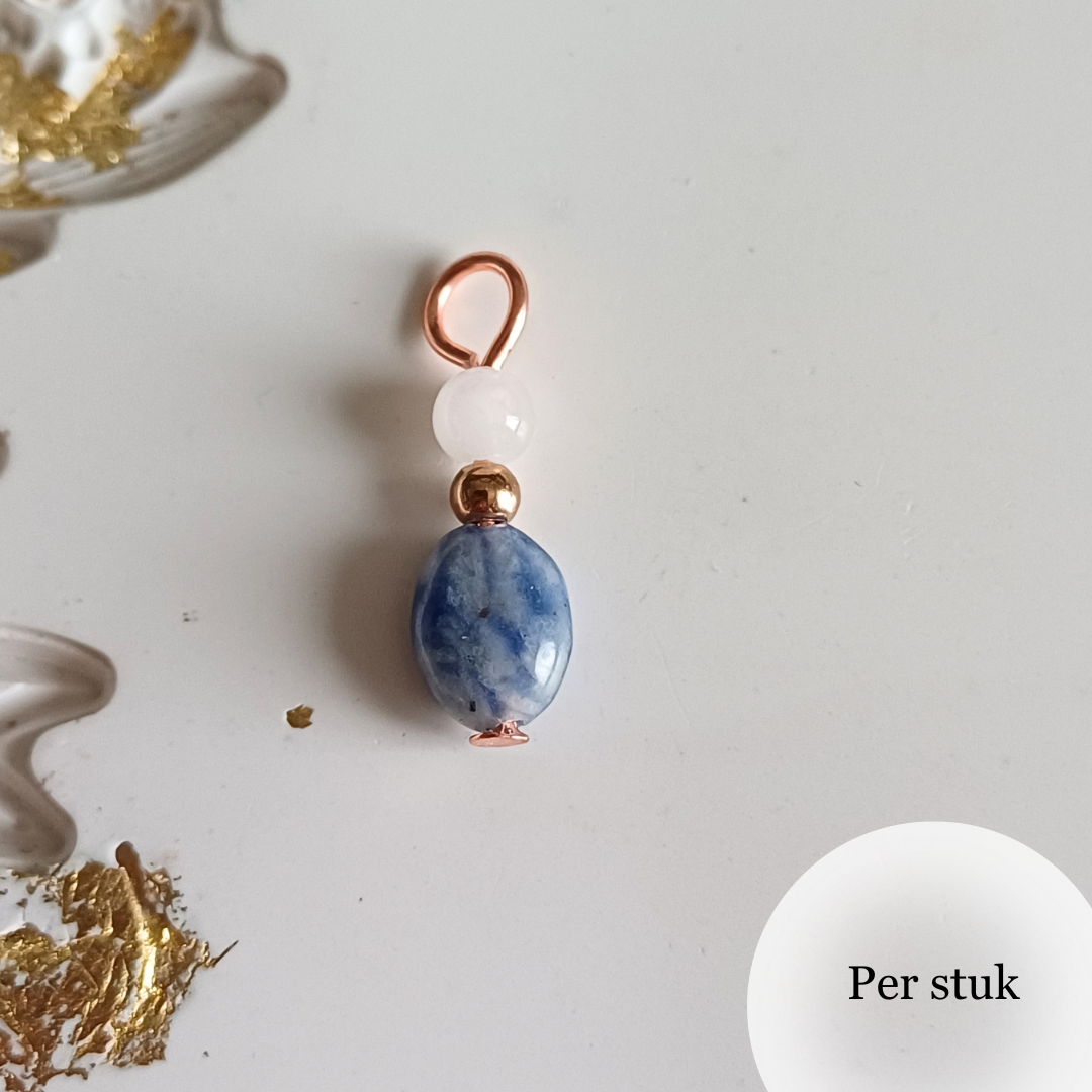 Mix & match bedels met Sodaliet en witte kwarts rosé goudkleur